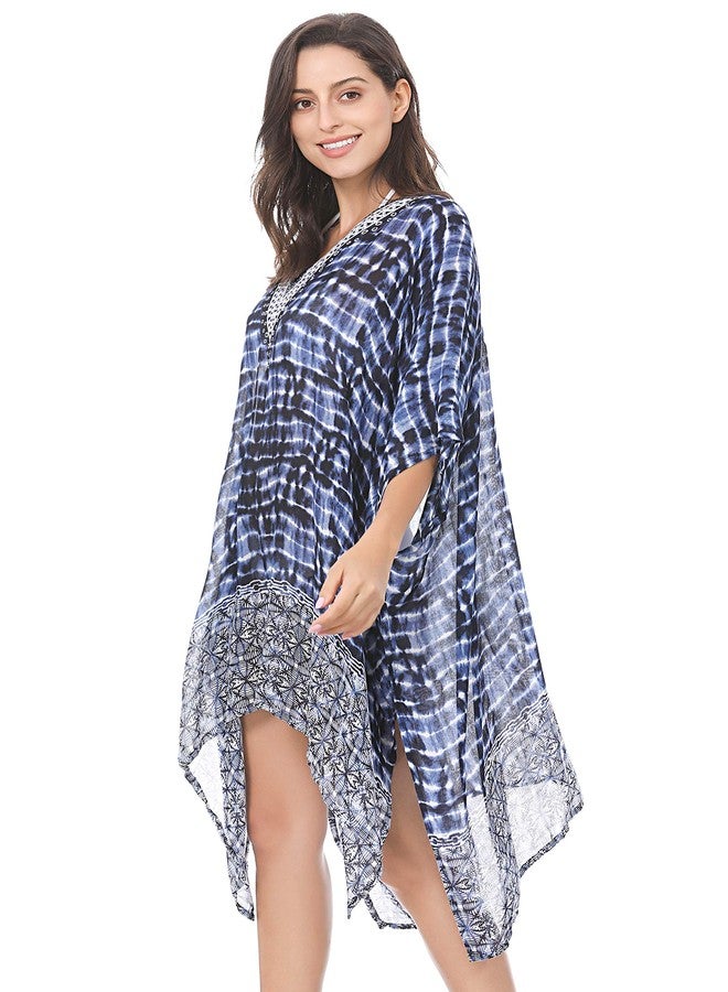 Moss Rose Women's Swimsuit Cover up Beach Kaftan for Bathing Suit with Floral Pattern - Image 4